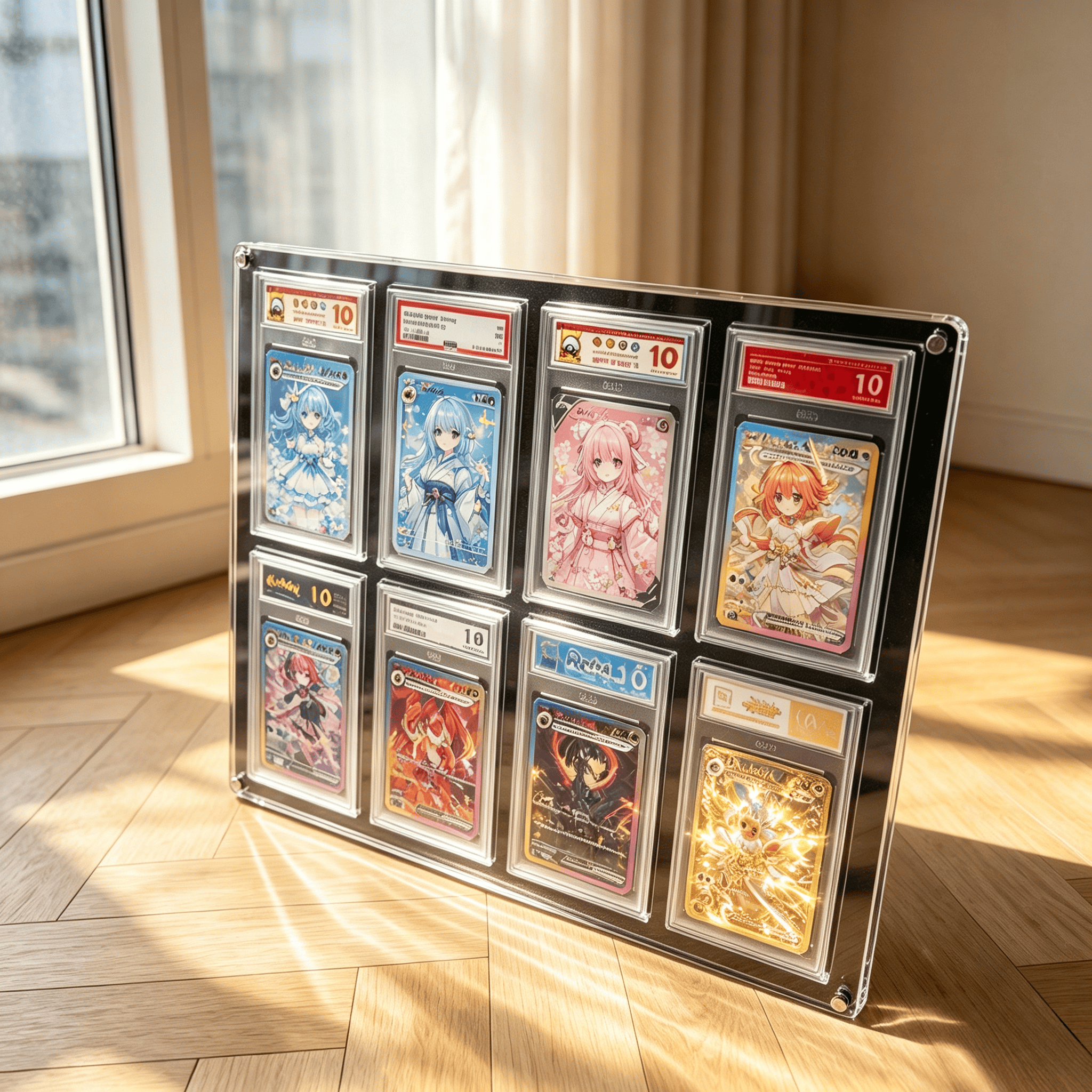 Graded Card Display - 8-Slot Clear Acrylic Graded Card Display