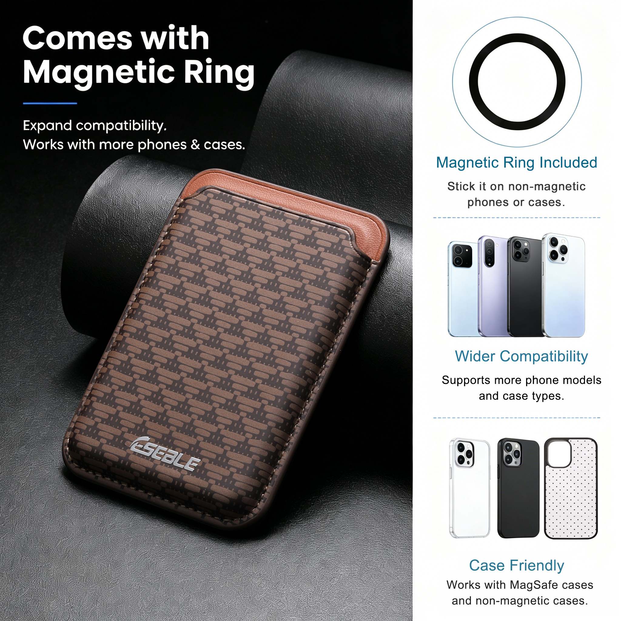 Card Top Loader - Magnetic Card Holder for Phone with