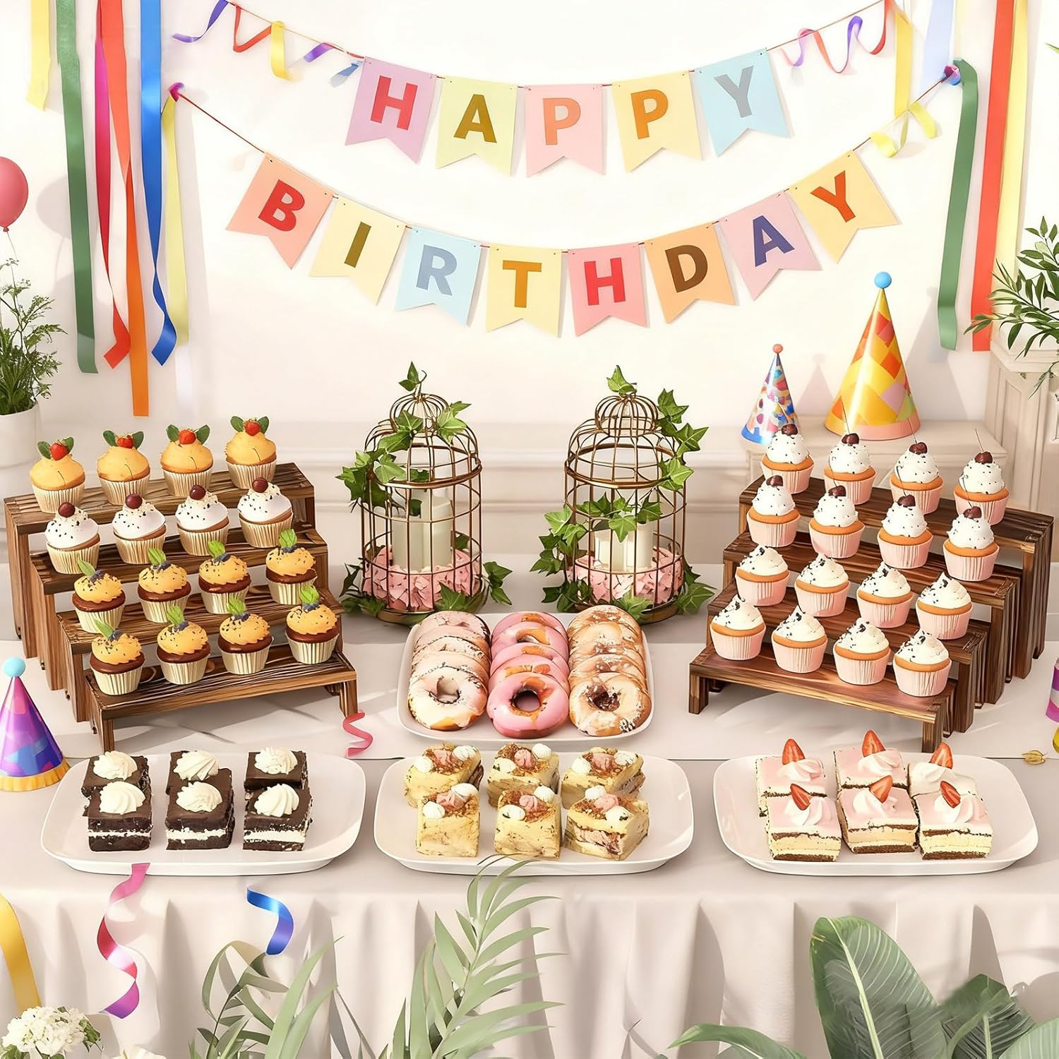 2 Tier Wooden Cupcake Stand Se - Display Risers Set บทวิจารณ์และราคา