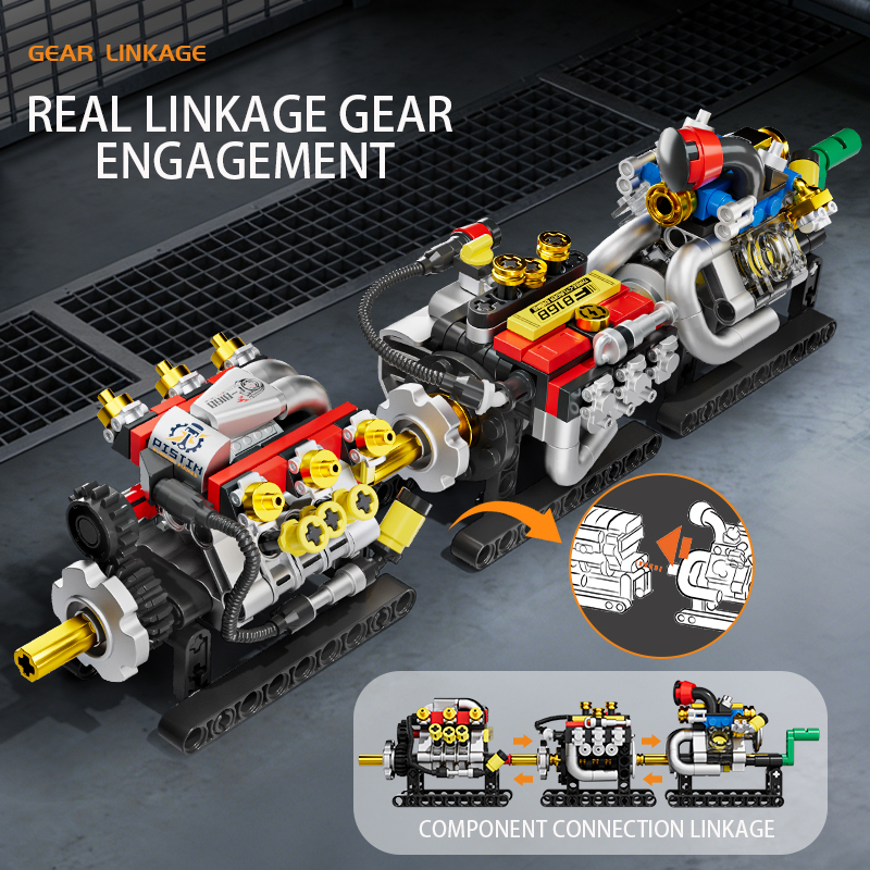 Mini Engine 2/3/4/6/8 Cylinder - Building Block Mini บทวิจารณ์และราคา