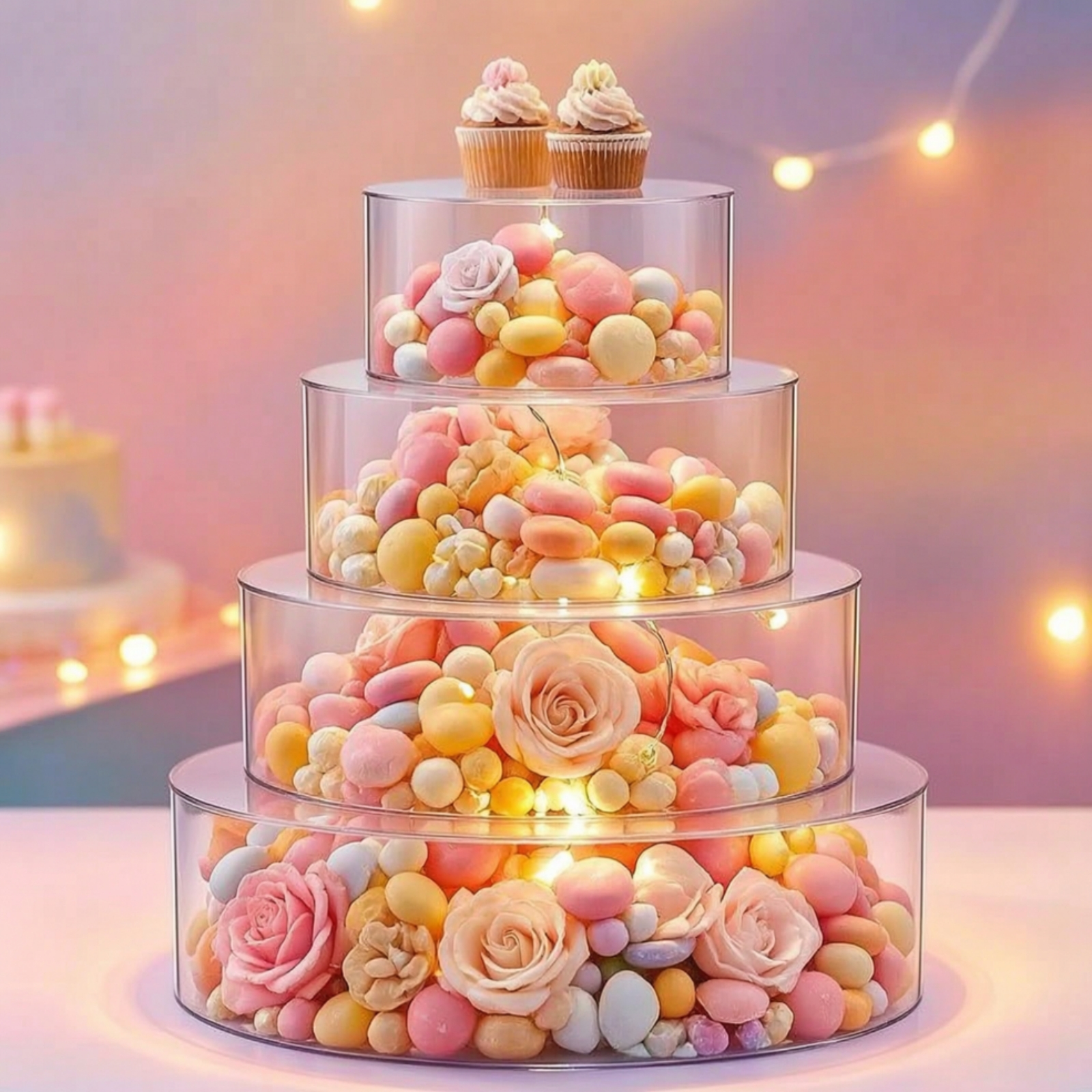 4 Pieces Cake Display Cylinder - Display Risers Set บทวิจารณ์และราคา