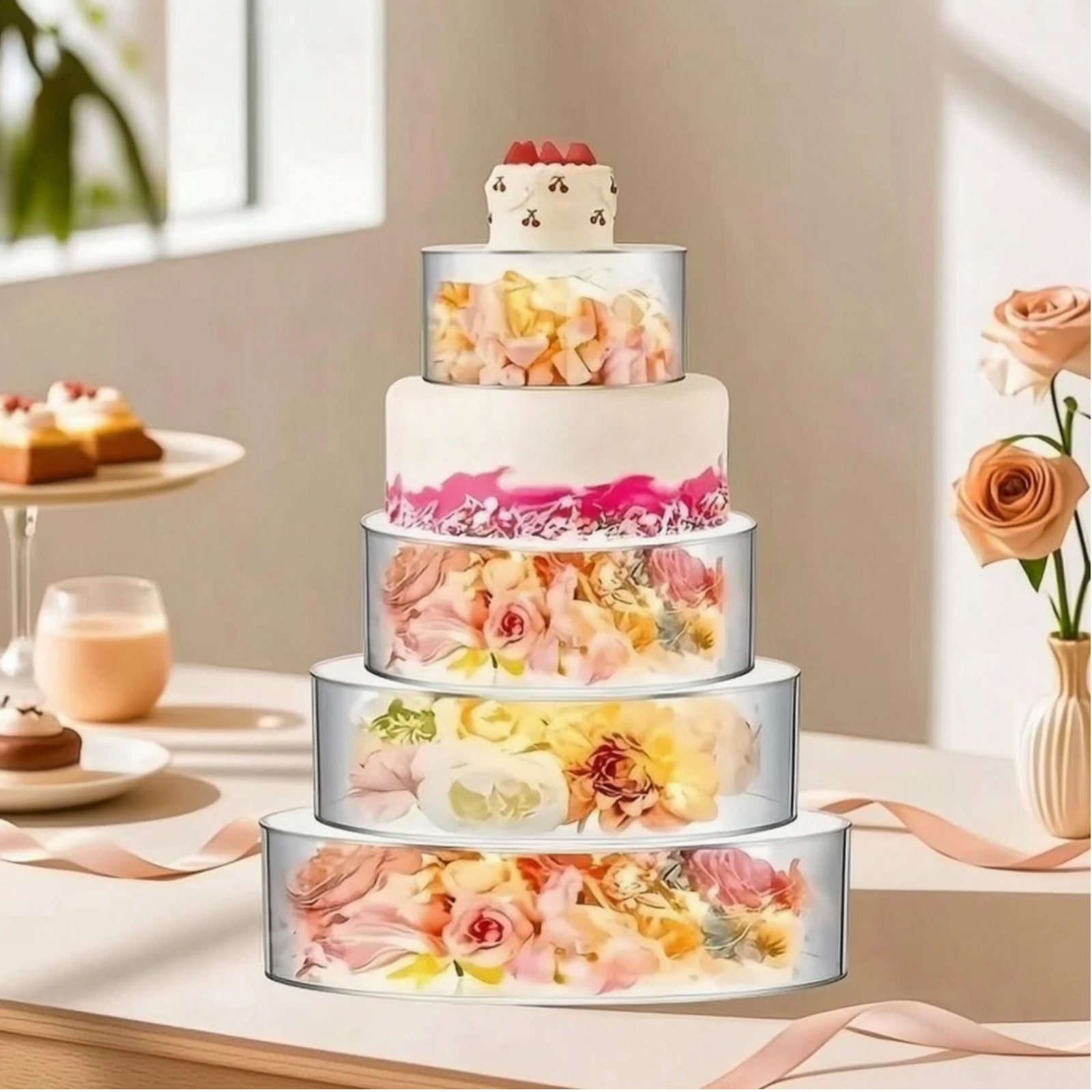 4 Pieces Cake Display Cylinder - Display Risers Set บทวิจารณ์และราคา