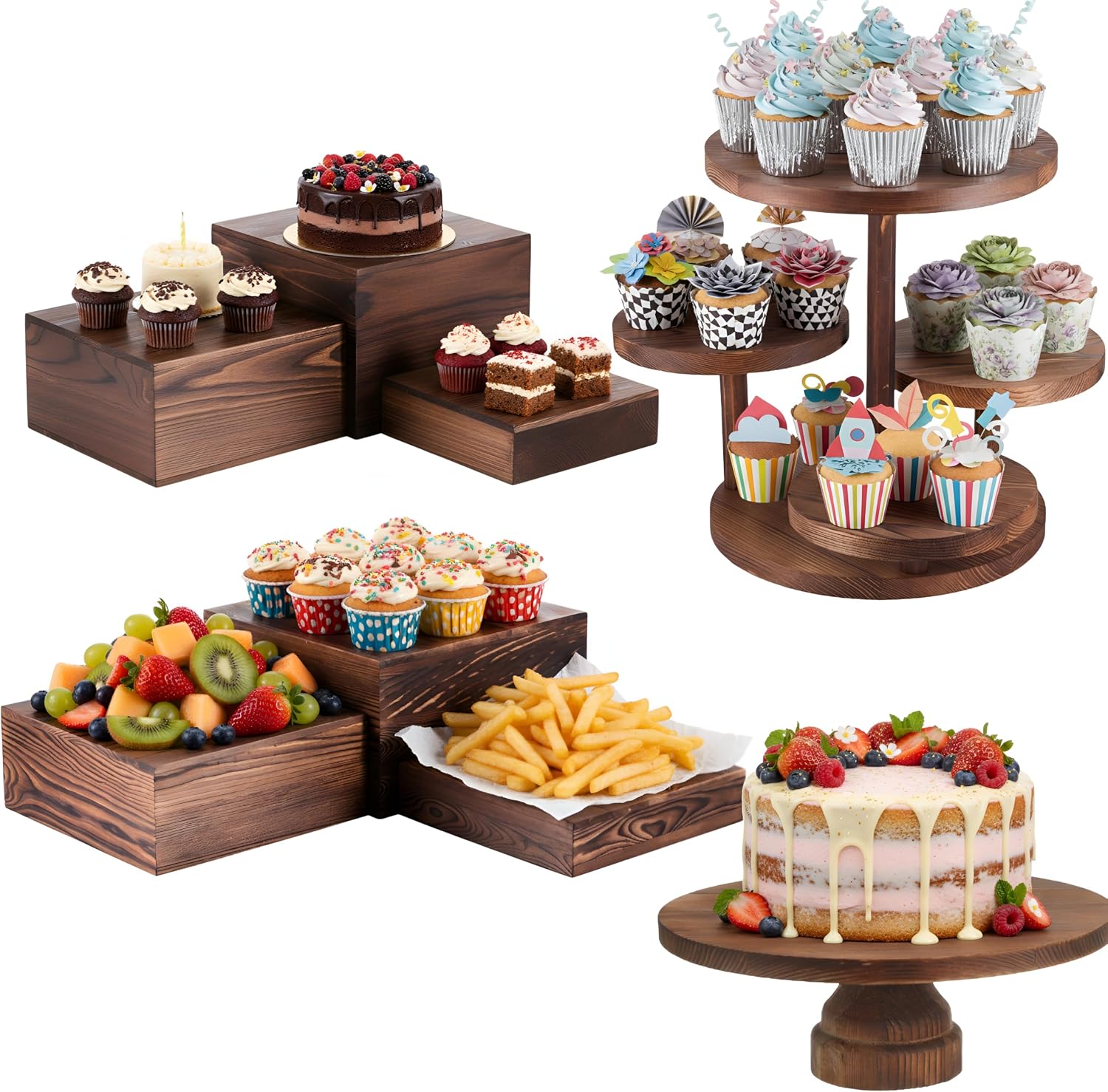 4 Tier Round Cupcake Tower Sta - Display Risers Set บทวิจารณ์และราคา